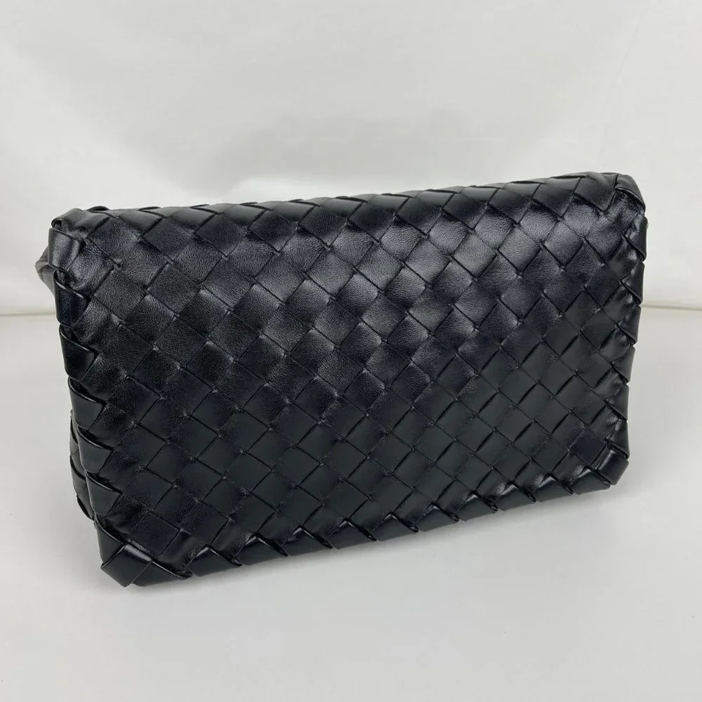 Bottega Veneta Intrecciato Black Nappa Leather Shoulder Bag
